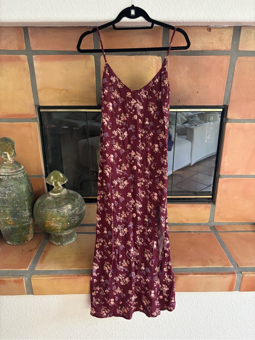 Reformation Burgundy Floral Slip Midi Dress size 6